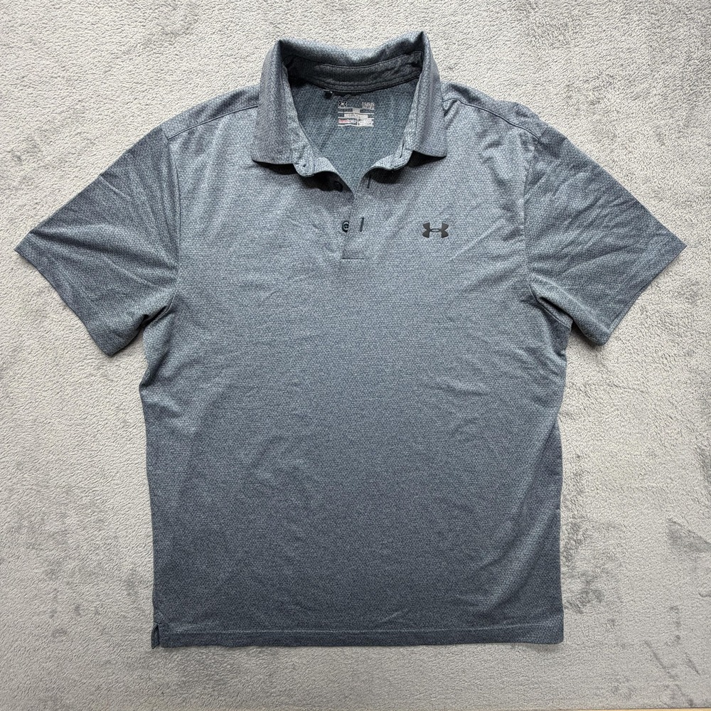 Under Armour Polo Shirt Mens Large Gray HeatGear Loose‎ Fit Golf Performance